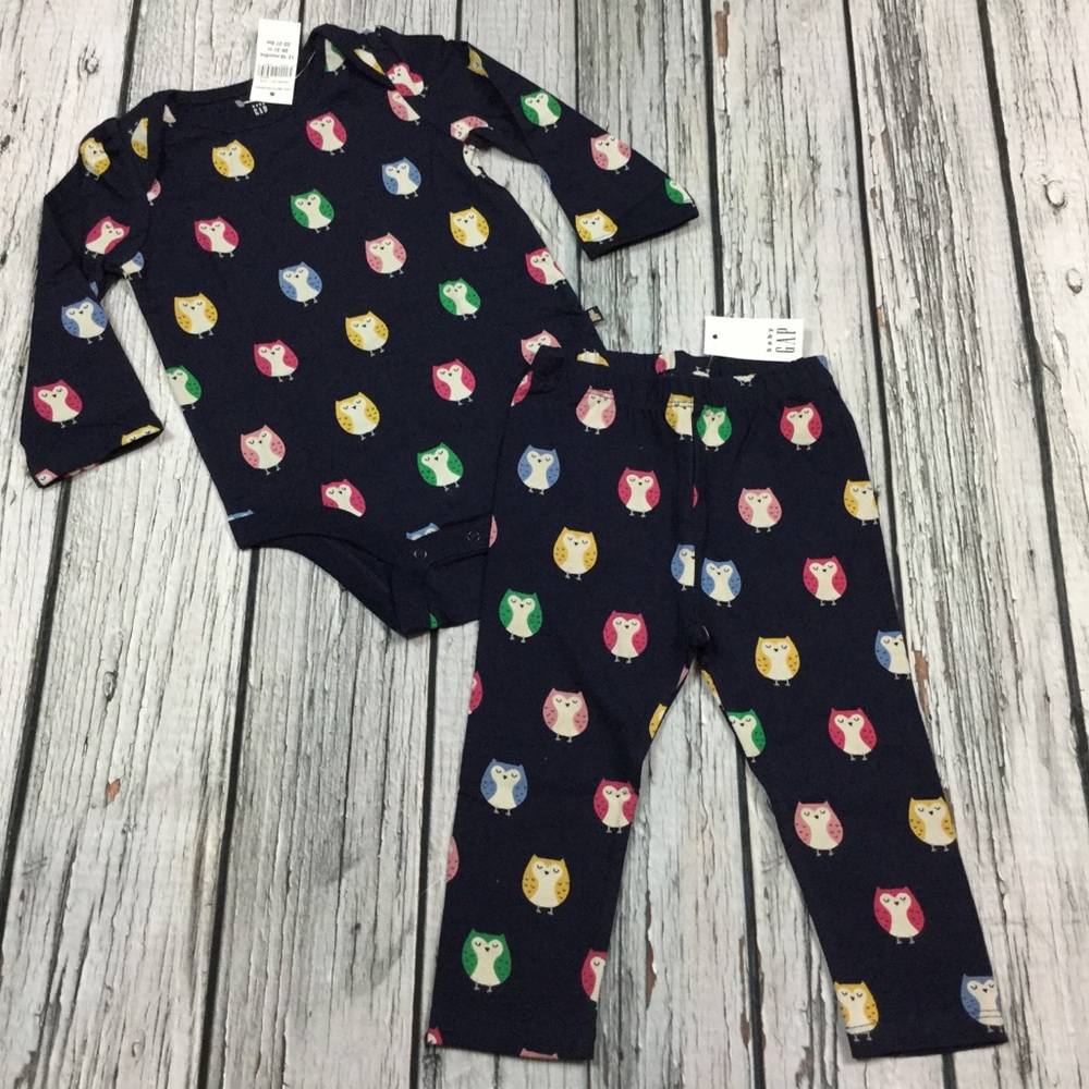 Gap Girls 0 3 6 12 Months Owl Shirt Pants Outfit
